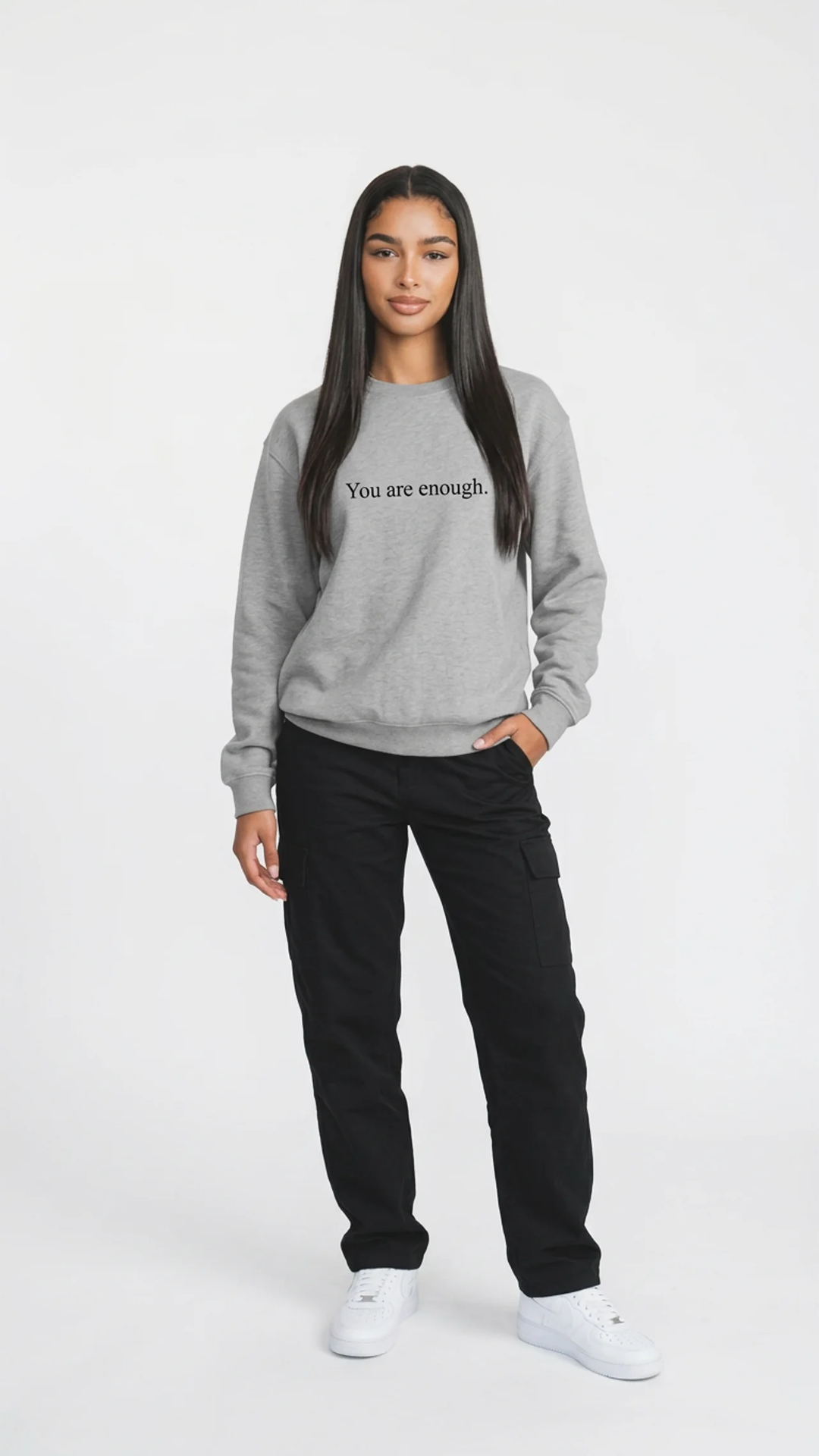 Sudadera con cuello redondo Eres suficiente
